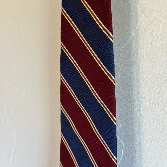 Robert Talbott Hand-Made Classic Striped Tie in Maroon & Navy Blue Sz XL - Picture 3 of 8